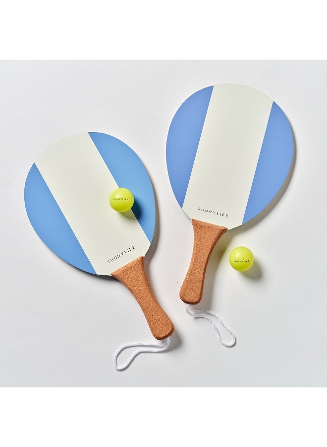 Sunnylife Vintage Beach Paddles La Mer Med Blue – Kids Outdoor Beach Paddle Set, Fun Water and Sand Game Toys for Pool, Beach, and Backyard Summer Play - Image 1